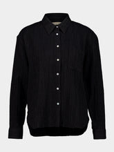 120% Lino Black Textured Viscose Blend Shirt