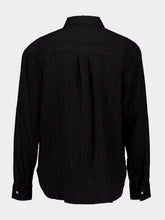 120% Lino Black Textured Viscose Blend Shirt