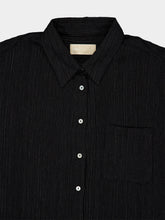 120% Lino Black Textured Viscose Blend Shirt