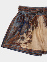 Zimmermann Ascension Blue Cream Indienne Floral Silk Shorts