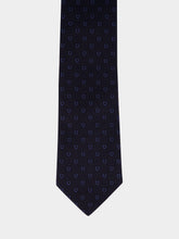 Ferragamo Dark Blue Gancini Silk Jacquard Tie