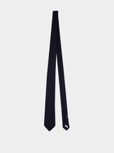 Ferragamo Dark Blue Gancini Silk Jacquard Tie