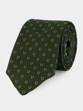 Ferragamo Green Gancini Silk Jacquard Tie