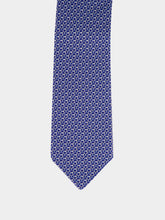 Ferragamo Royal Blue Gancini Links Print Silk Tie