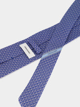 Ferragamo Royal Blue Gancini Links Print Silk Tie