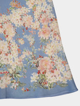 Zimmermann Teal Blue Botanical Floral Cascadian Bias Skirt