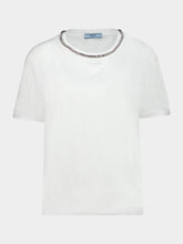 Prada White Embroidered Cotton Jersey T-Shirt