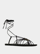 Saint Laurent Black Babylone Flat Sandals in Smooth Leather