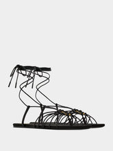 Saint Laurent Black Babylone Flat Sandals in Smooth Leather