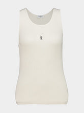 Saint Laurent Natural Cassandre embroidered cotton tank top