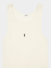 Saint Laurent Natural Cassandre embroidered cotton tank top