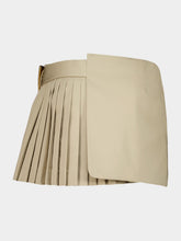Balmain Beige Cotton Gabardine Mini Skirt with Belt Detail