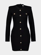 Balmain Black Milano Buttoned Bodycon Dress