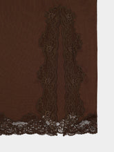 Balmain Brown Lace-Trimmed Knit Midi Skirt