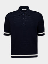 Givenchy Night Blue Knit Polo with Givenchy Paris Embroidery