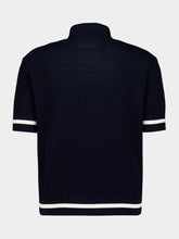Givenchy Night Blue Knit Polo with Givenchy Paris Embroidery