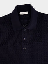 Givenchy Night Blue Knit Polo with Givenchy Paris Embroidery