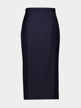 Givenchy Dark Navy Wool Midi Striped Skirt