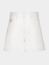 Ami Paris White Cotton Twill Shorts with Heritage Label