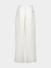 Ami Paris White Blended Linen Elasticated Waist Trousers