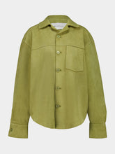 Ami Paris Matcha Green Goat Suede Leather Overshirt