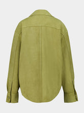 Ami Paris Matcha Green Goat Suede Leather Overshirt