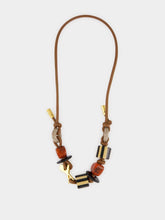 Ami Paris Caramel Leather Beaded Necklace