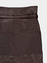 Ami Paris Dark Cherry Leather Midi Skirt with Belt