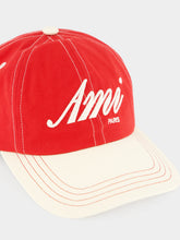 Ami Paris Ruby Red and White Ami Paris Cotton Cap
