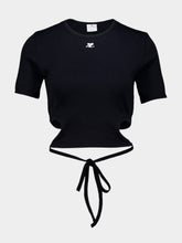 Courrèges Black Cut-Out Ribbon Cropped T-Shirt