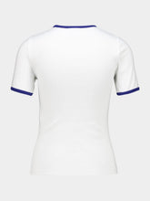 Courrèges White and Mineral Blue Contrast Cotton T-Shirt