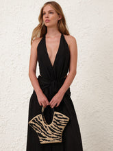 Zimmermann Goldentime Black Zebra Raffia Small Tote