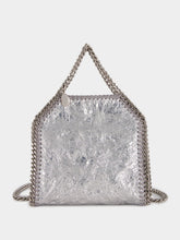 Stella McCartney Silver Falabella Tiny Cracked Metallic Tote Bag