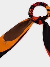 Pucci Black and Orange Silk Hair Tie with Foulard