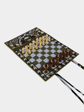 Pucci Khaki and Blue Vivara Travel Chess Set