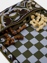 Pucci Khaki and Blue Vivara Travel Chess Set