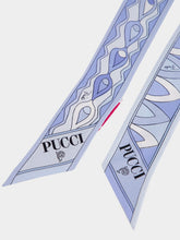 Pucci Pale Blue Mixed Print Silk Twill Bandeau Scarf