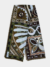 Pucci Khaki and Blue Mixed Print Silk Stole