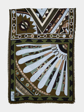 Pucci Khaki and Blue Mixed Print Silk Stole