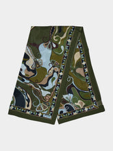 Pucci Khaki and Blue Orchidee Print Cotton Sarong