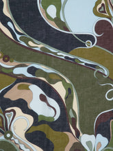 Pucci Khaki and Blue Orchidee Print Cotton Sarong