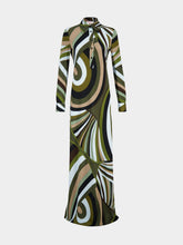 Pucci Khaki and Blue Iride Print Chemisier Dress
