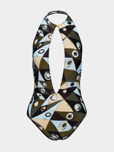 Pucci Khaki and Blue Occhi Print Swimsuit