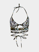 Pucci Khaki and Blue Occhi Print Triangle Bikini Top