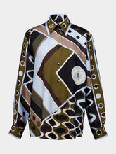 Pucci Khaki and Blue Vivara Silk Shirt