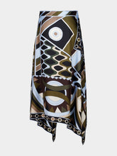 Pucci Khaki Blue Vivara Silk Scarf Skirt
