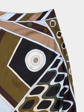 Pucci Khaki Blue Vivara Silk Scarf Skirt