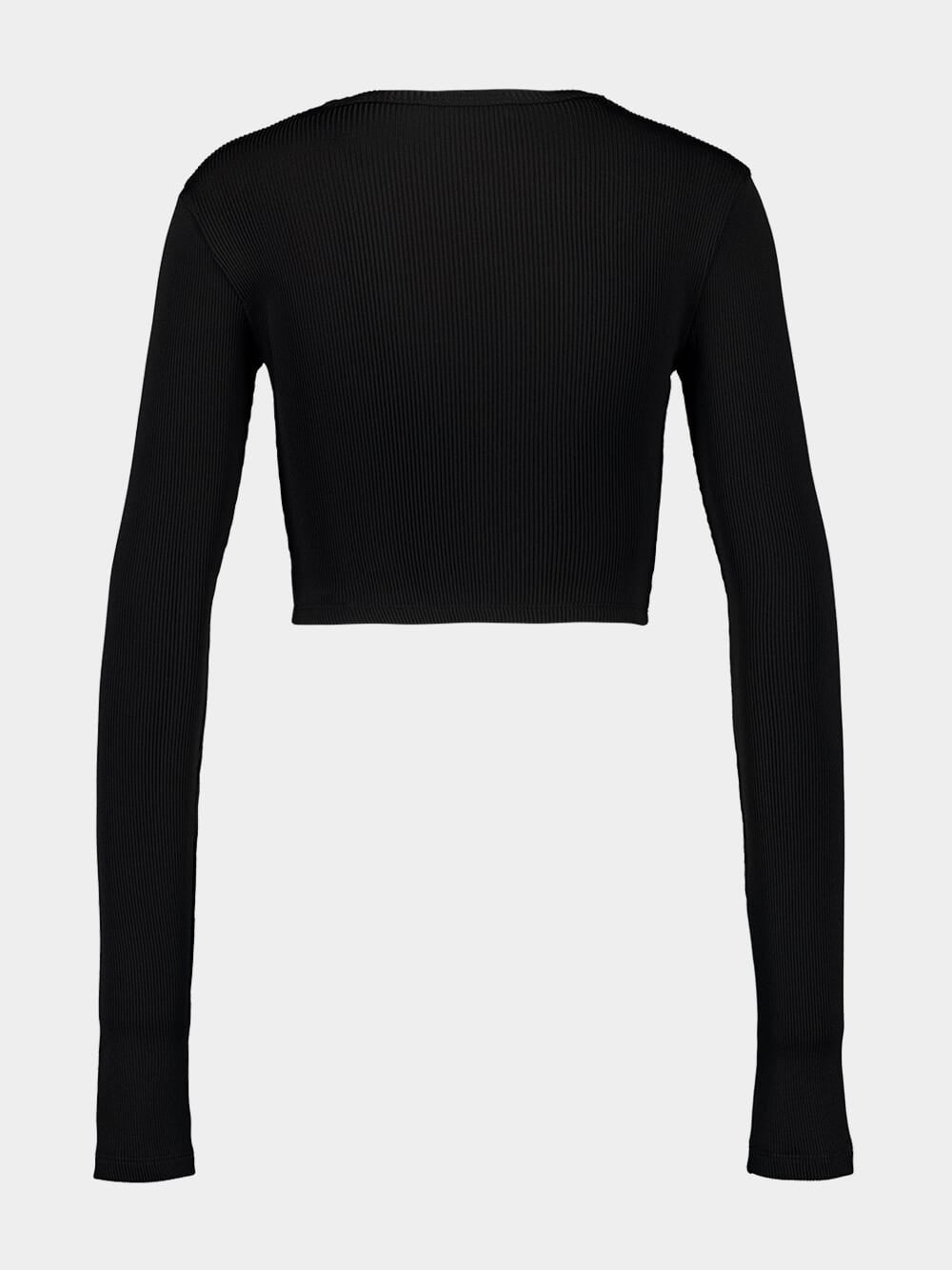 Black Cropped Long-Sleeve Top