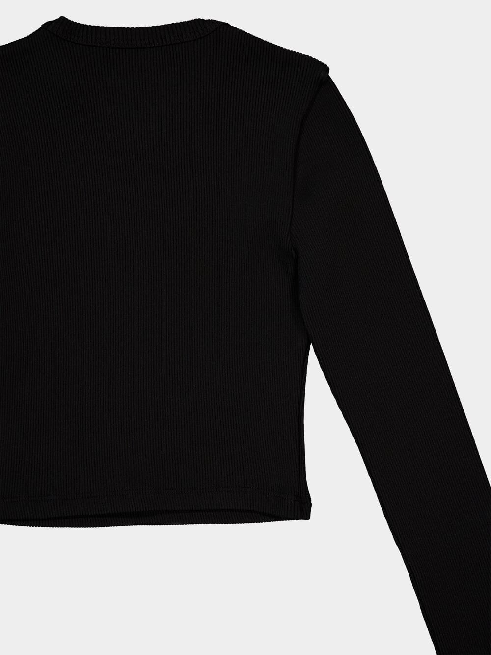 Black Cropped Long-Sleeve Top