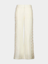 Zimmermann Cream Illuminate Flared Linen Pants with Lace Inserts